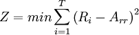 Z=min\sum_{i=1}^{T}\left(R_i-A_{rr}\right)^2