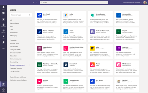 Figure 1: Screenshot of examples of apps in Microsoft Teams
